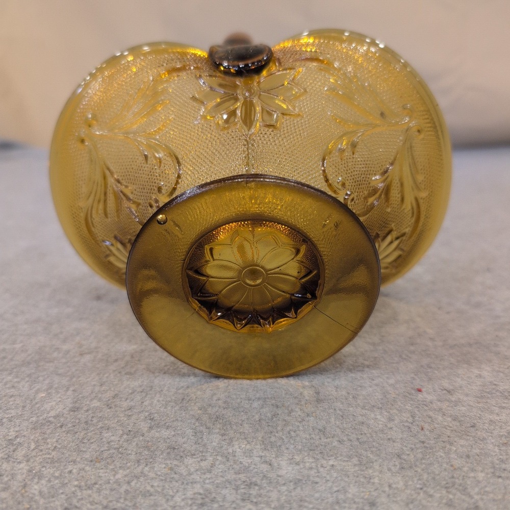 Indiana Glass Tiara Amber Sandwich Daisy Floral Basket Candy Dish Vintage - Picture 6 of 6